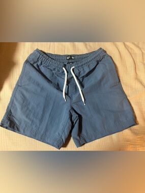 RSQ Women’s Slate Blue Elastic-Waist Nylon Drawstring Shorts